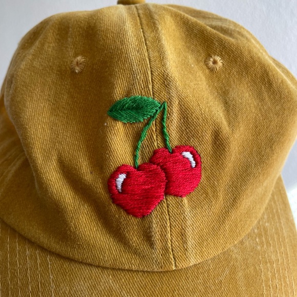 handmade Accessories - Handmade embroidered cherry hat 🍒 - Gold